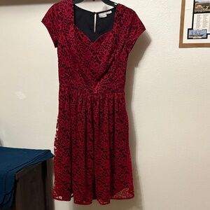 eshakti Red and Black Lace Fit Flare Dress NWOT Sz 10 custom ❤️